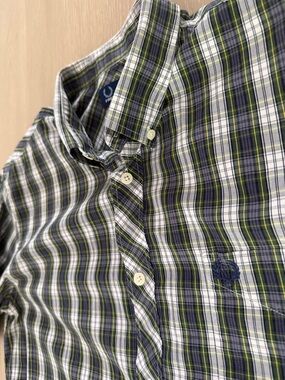 Fred Perry Green Navy White Plaid Button-Down Shirt